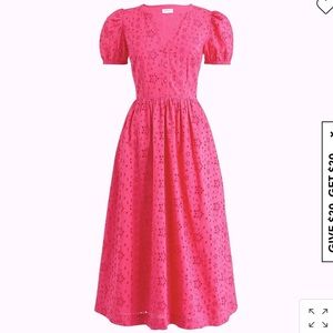 J Crew Eyelet puff-sleeve dress